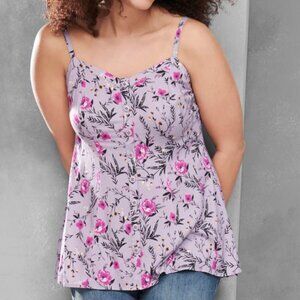 NWT✨ Torrid Grey Floral Challis Button Cami - Size 1X